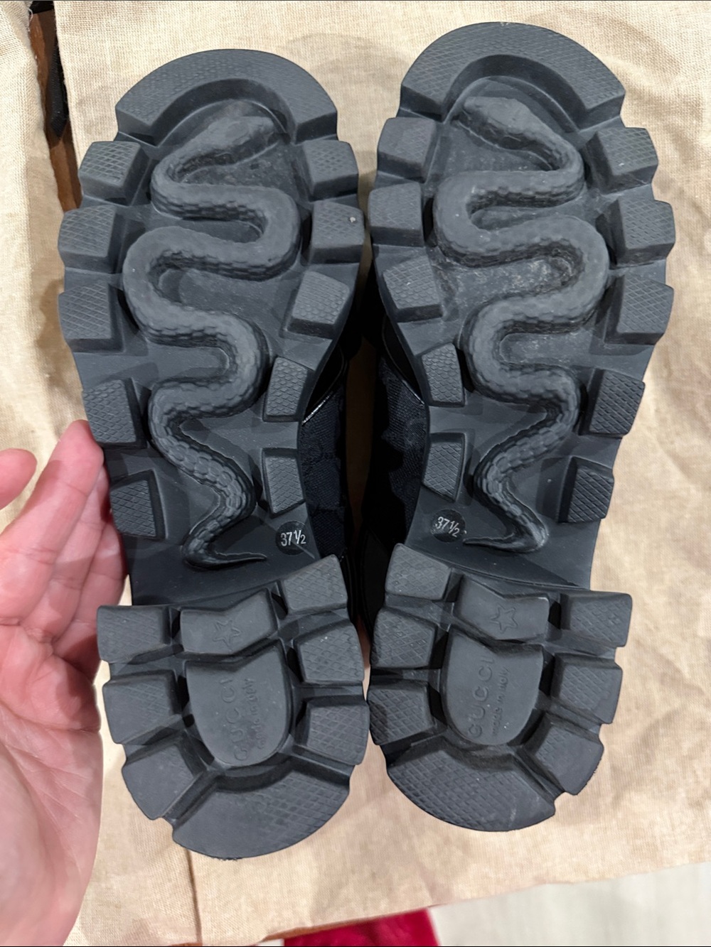 Gucci Black Crisscross GG Canvas Slingback Sandals with Gold Buckle - Picture 3 of 10